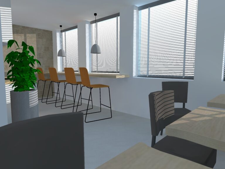 3D interieurontwerp kantine kantoor Moerdijk - Brabant | Huis & Interieur