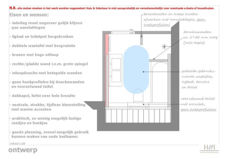 Indeling badkamer met gebruiksruimten in Zevenbergen - Brabant | Huis & Interieur