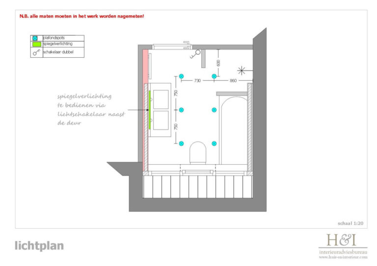 Lichtplan badkamerontwerp in Zevenbergen - Brabant | Huis & Interieur