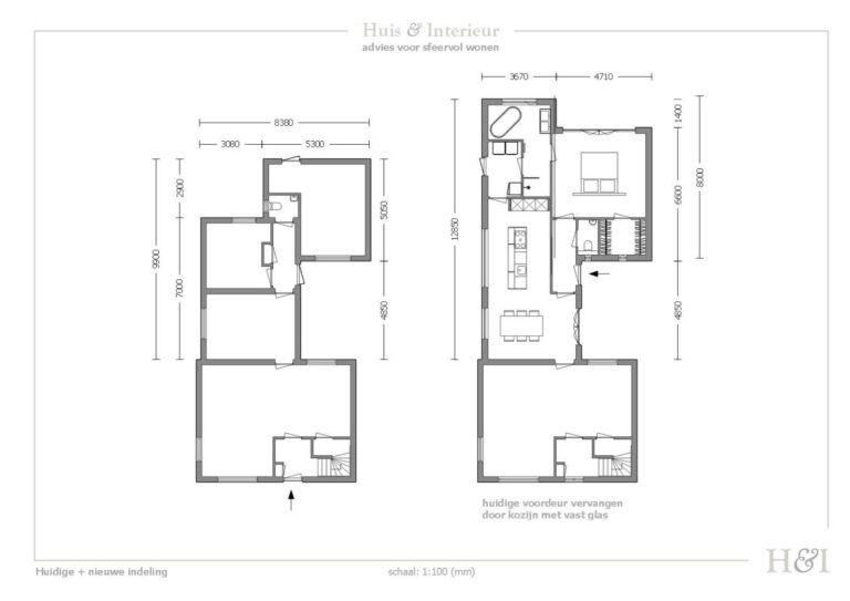 Verbouwingsontwerp voor een jaren '60 woning, waar in de loop van de jaren steeds een stukje aangebouwd was, maar dat vervangen mocht worden door een grotendeels nieuwe aanbouw met nieuwe indeling Hoeven - Brabant | Huis & Interieur