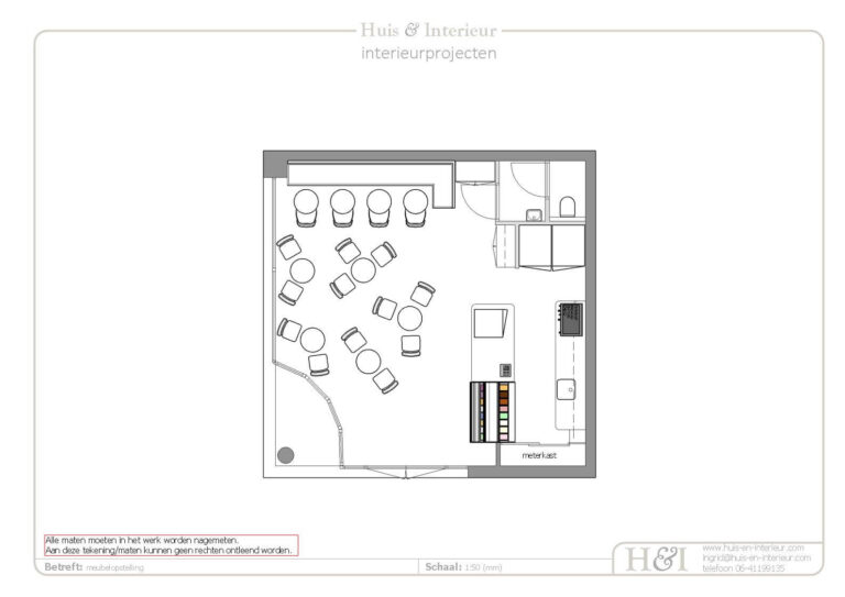 2D interieurontwerp koffiecorner, lunchroom en ijssalon Jaya's