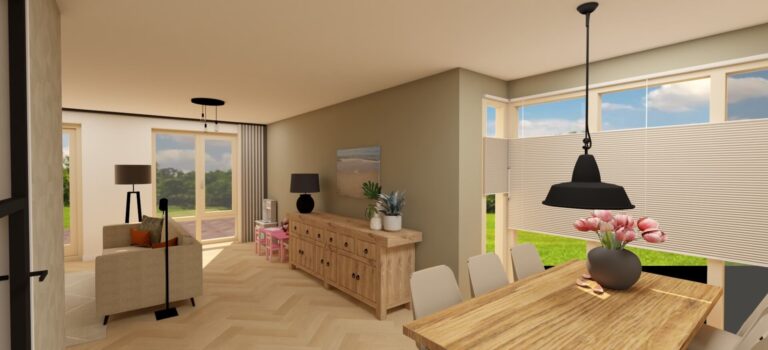 3D interieurontwerp woonkamer Zevenbergen door Huis & Interieur