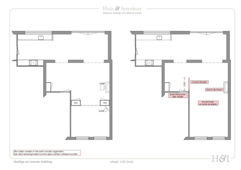 2D/plattegrond verbouwingsontwerp twee-onder-een-kap in Etten-Leur - door Huis & Interieur
