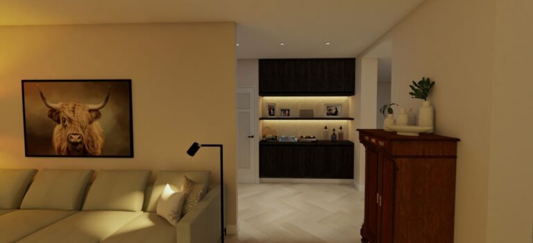 3D maatwerkkast interieurontwerp woonkamer Etten-Leur - door Huis & Interieur